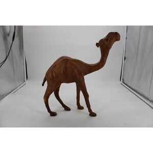 Camel Leather Statue Wrapped Figurine Statue Art 13" X 13" Hand Crafted Safari
